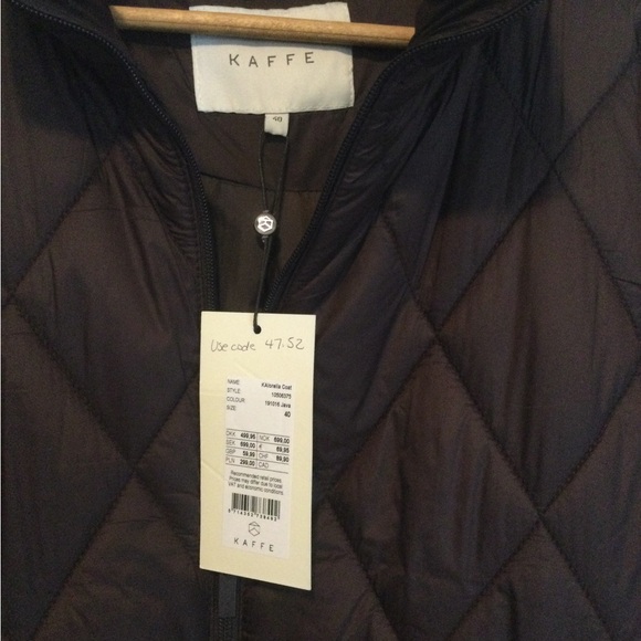 Kaffe KAlorelia Puffer Coat, Size 40, Dark Brown - Picture 7 of 8